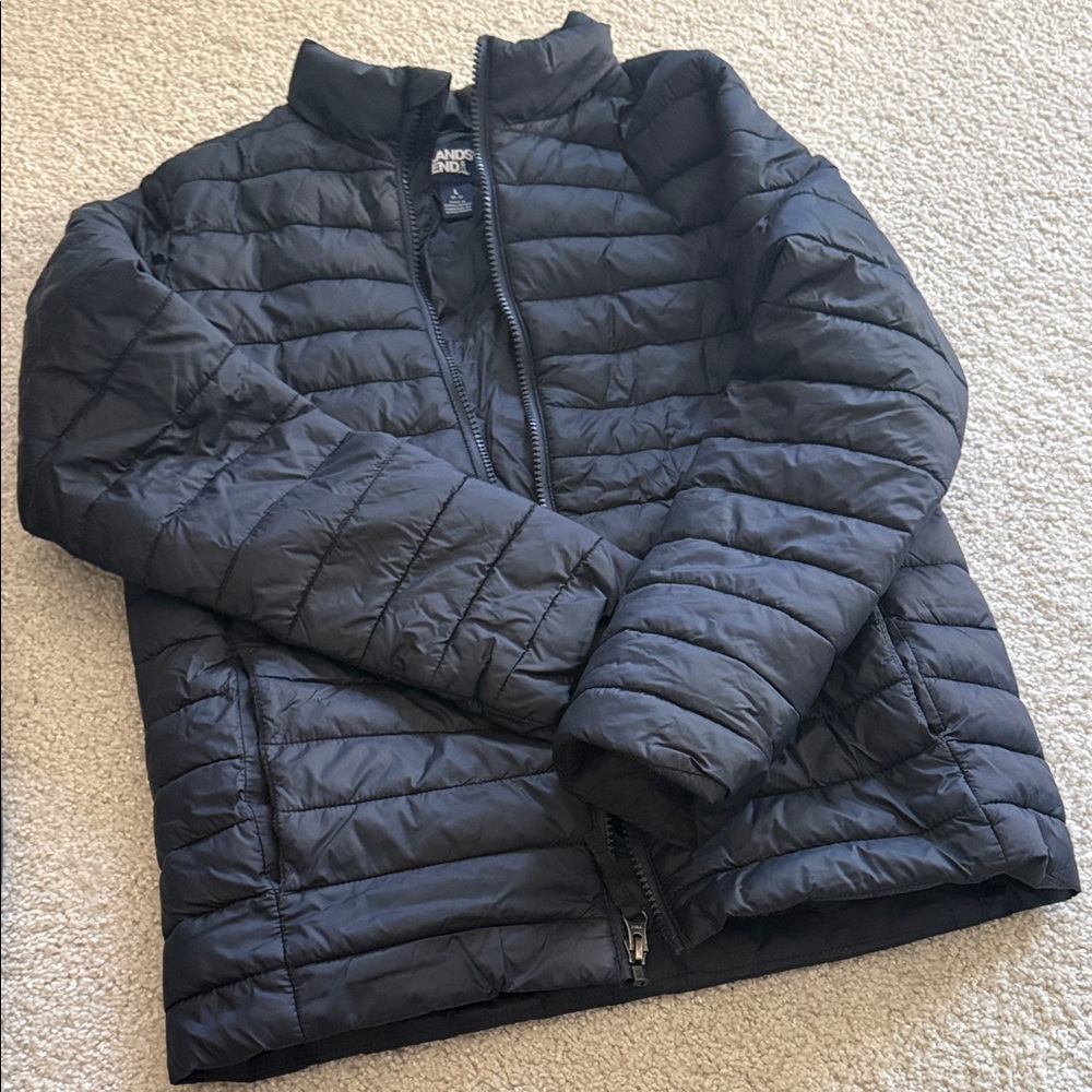 Lands End Boys Quilted Puffer Jacket - Black